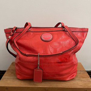 Neon Coral Coach Purse